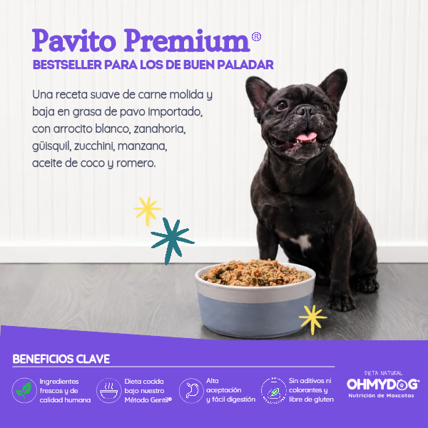 Dieta Alimento Natural cocida de Pavo Premium con ingredientes reales para mascotas de OHMYDOG El Salvador