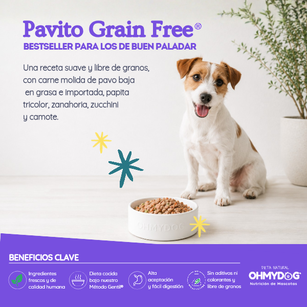 Dieta Alimento Natural cocida de res grain free libre de granos con ingredientes reales para mascotas de OHMYDOG El Salvador