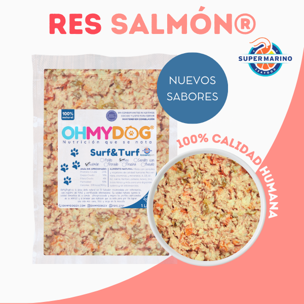 Res Salmón Alimento Natural para Mascotas El Salvador OHMYDOG